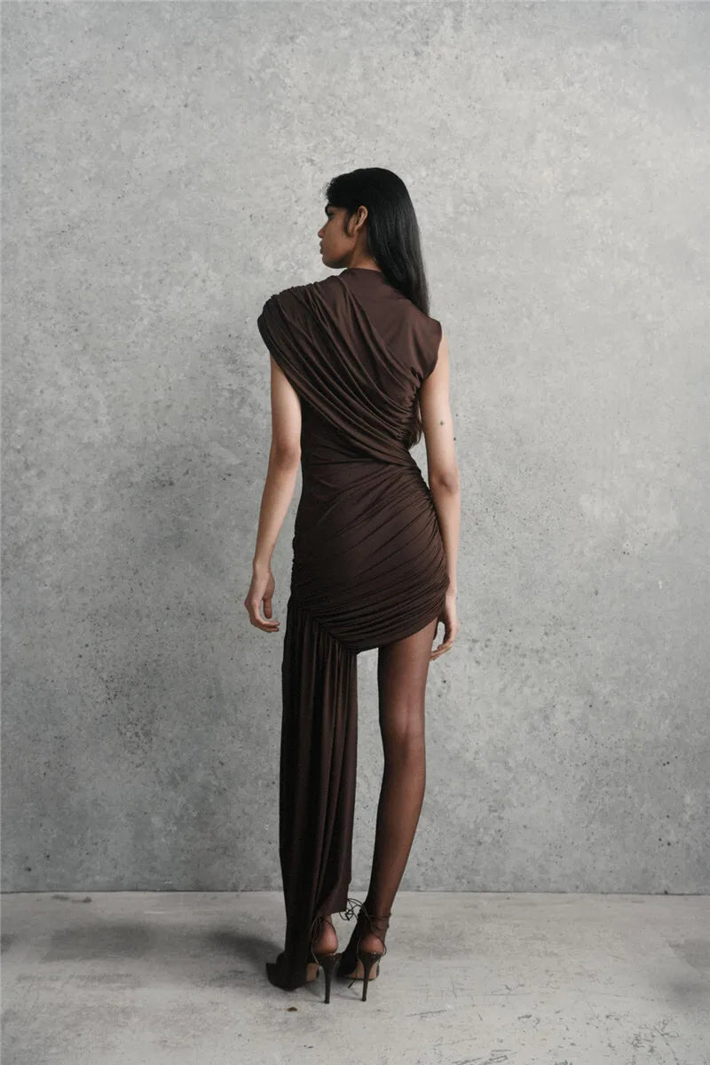Clarionna | Drapiertes Hochgeschlossenes Mini Kleid