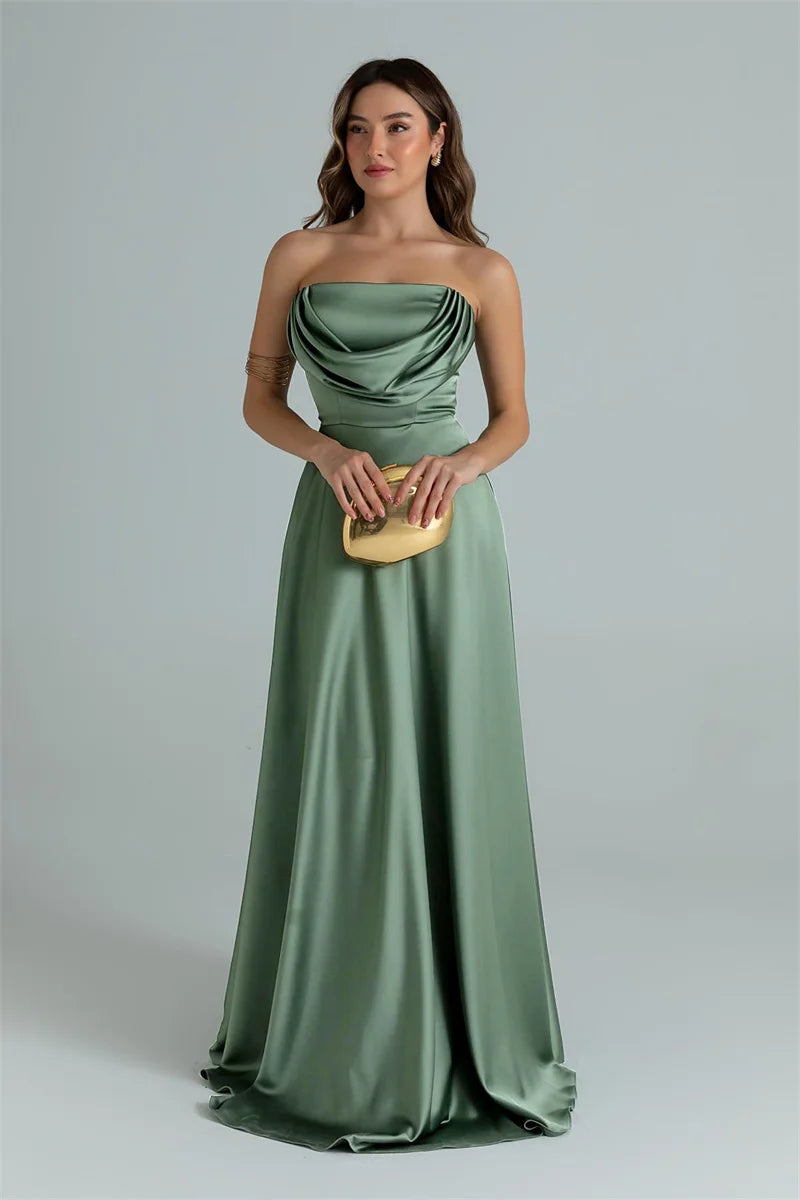 ZARIAH | Satin trägerloses MAXI-KLEID