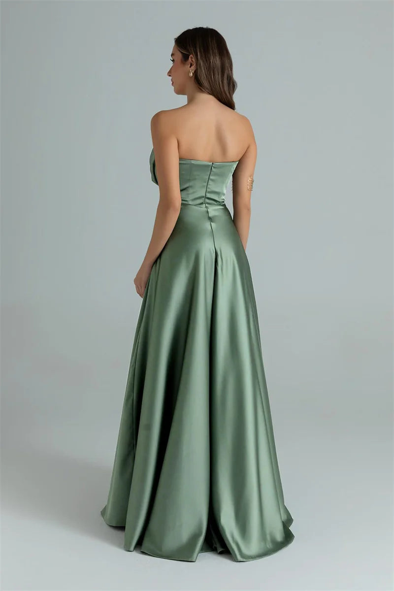 ZARIAH | Satin trägerloses MAXI-KLEID