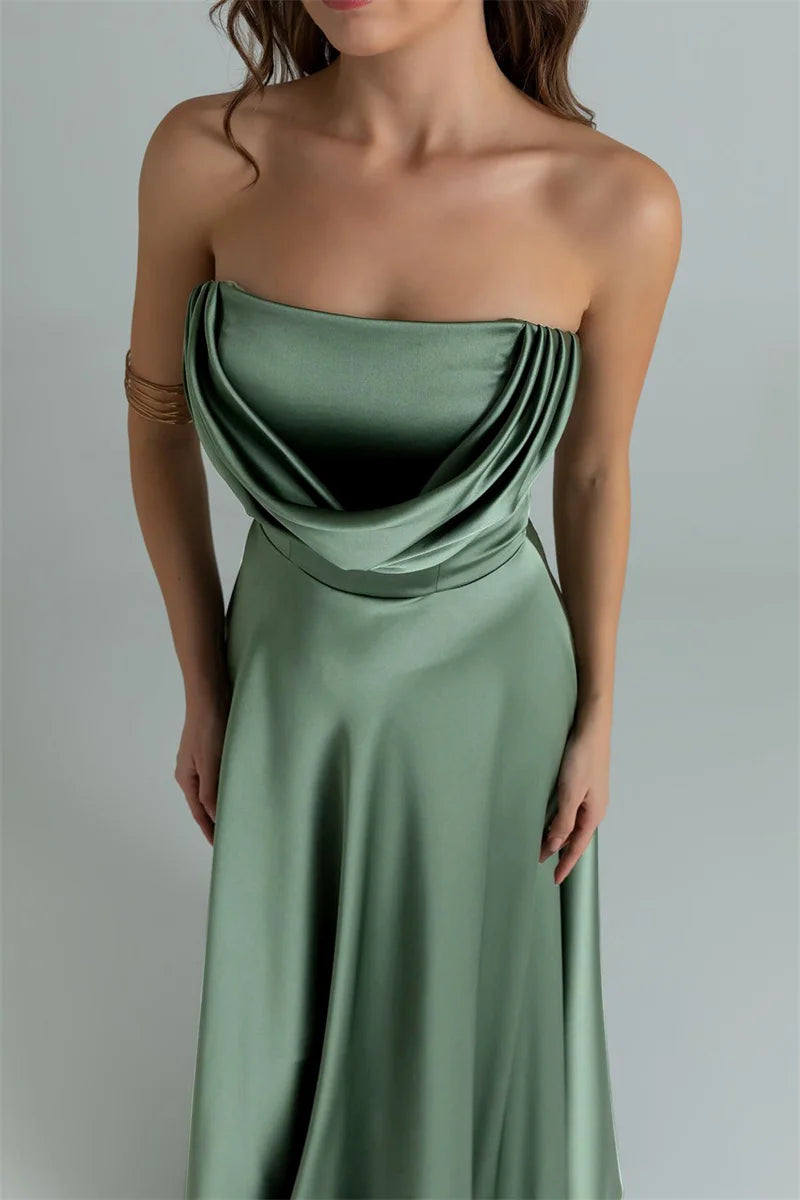 ZARIAH | Satin trägerloses MAXI-KLEID