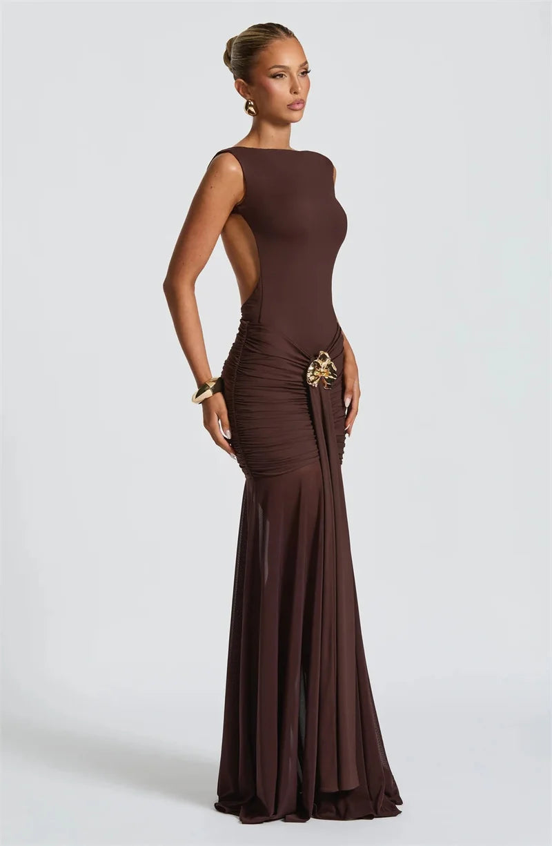 Ambrisse | Regal Raffung Maxikleid