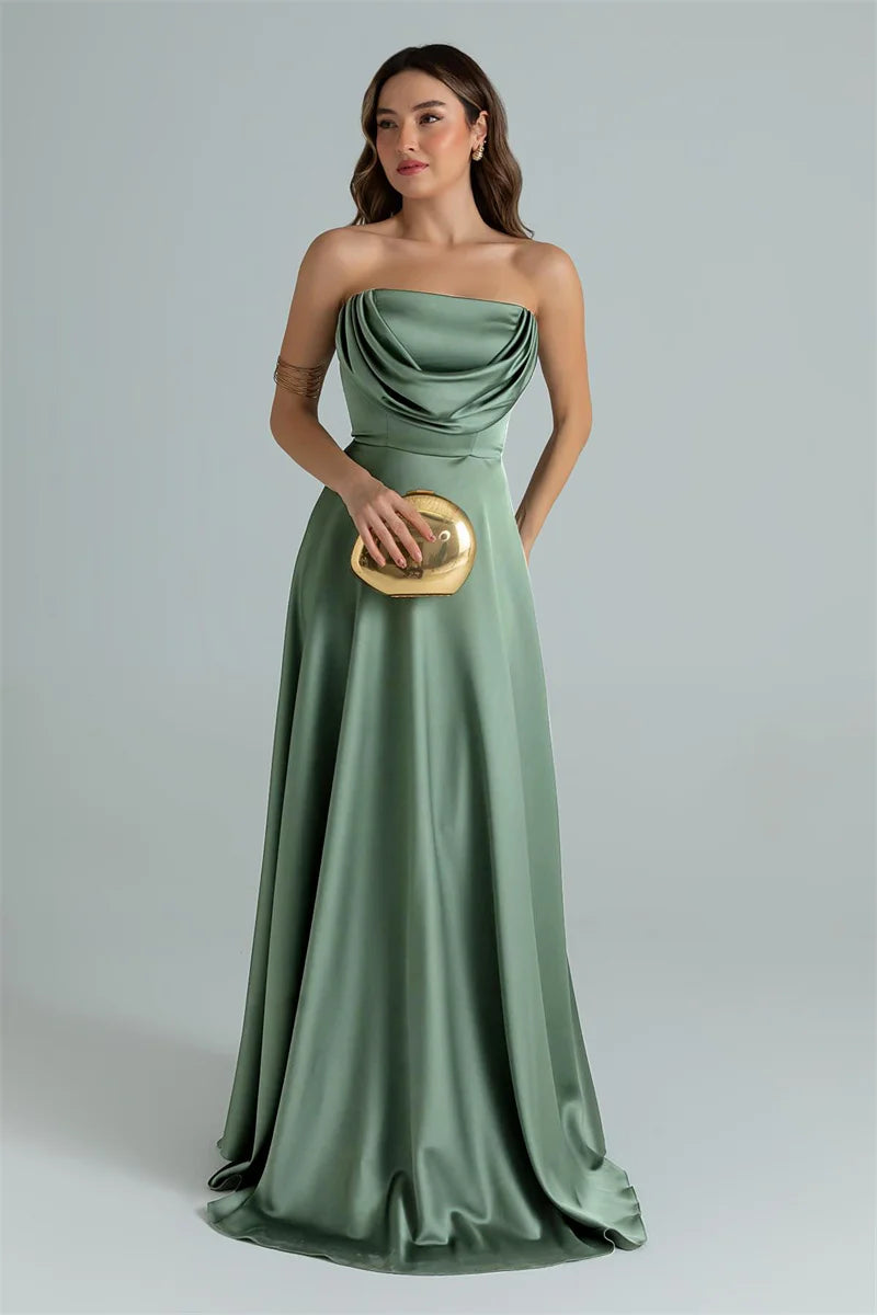 ZARIAH | Satin trägerloses MAXI-KLEID