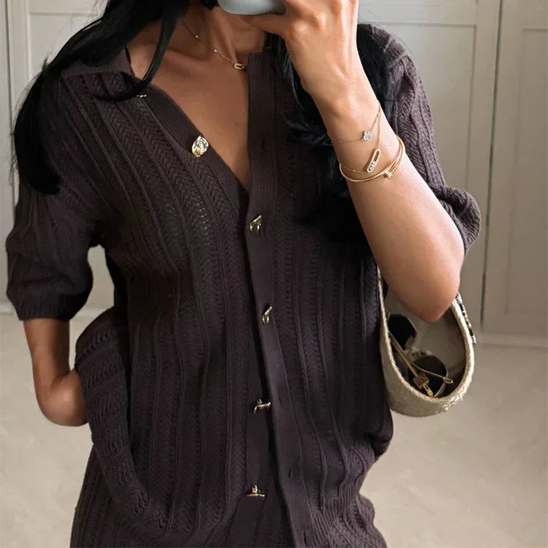 Lyselle | Schickes Strick Cardigan & Hosen Set
