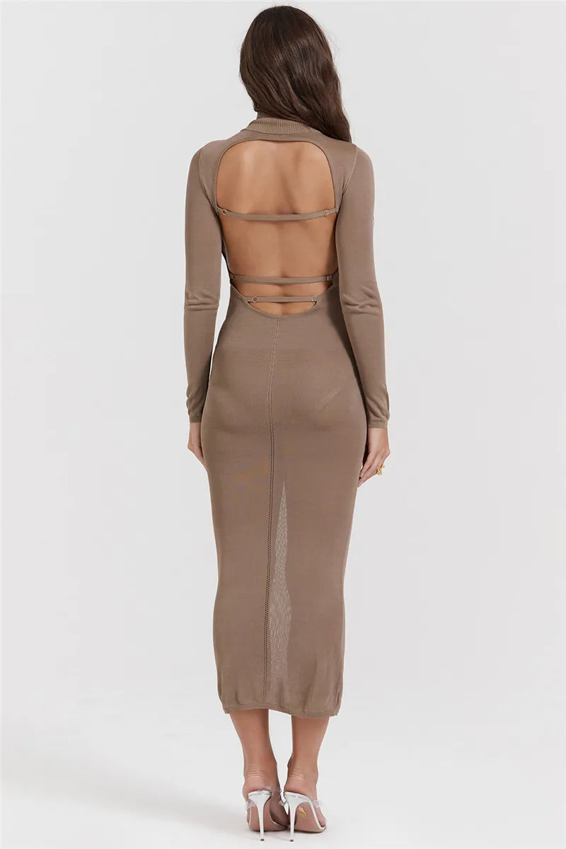Novira | Schickes Rollkragen Midi Kleid