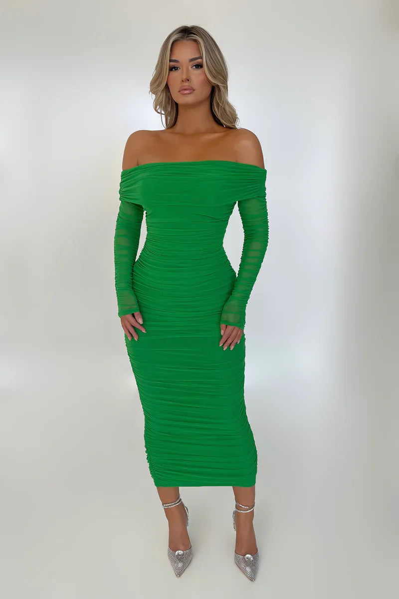 Elowira | Raffung Off-Shoulder Maxikleid