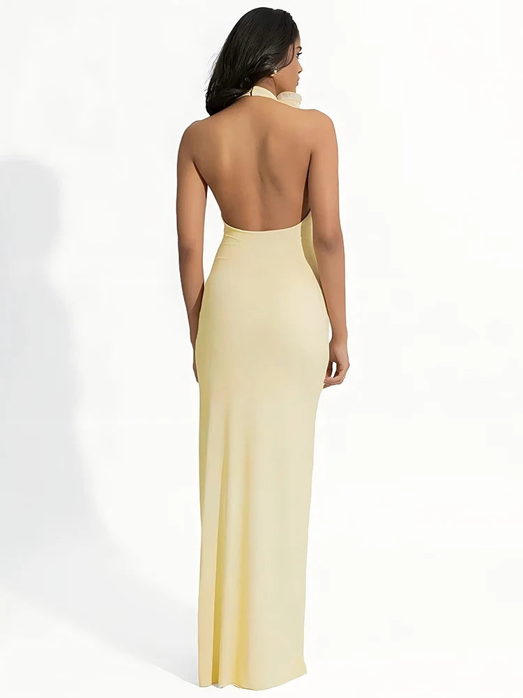 Maravelle | Florales Halter Maxi-Kleid