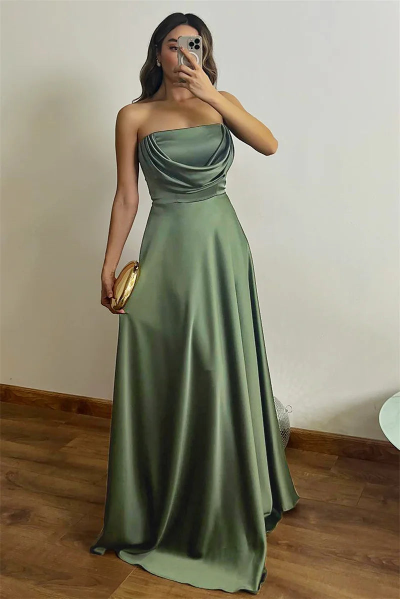ZARIAH | Satin trägerloses MAXI-KLEID