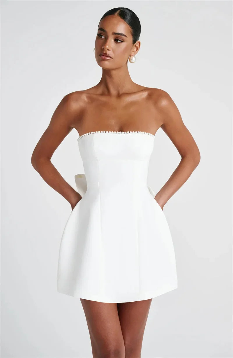 Veyra | Strapless Perlen Eleganz Mini Kleid
