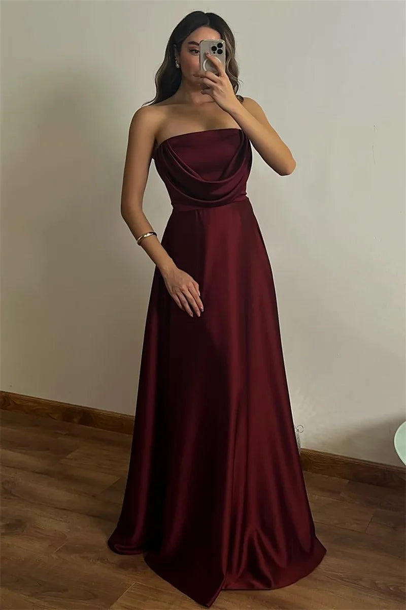 ZARIAH | Satin trägerloses MAXI-KLEID