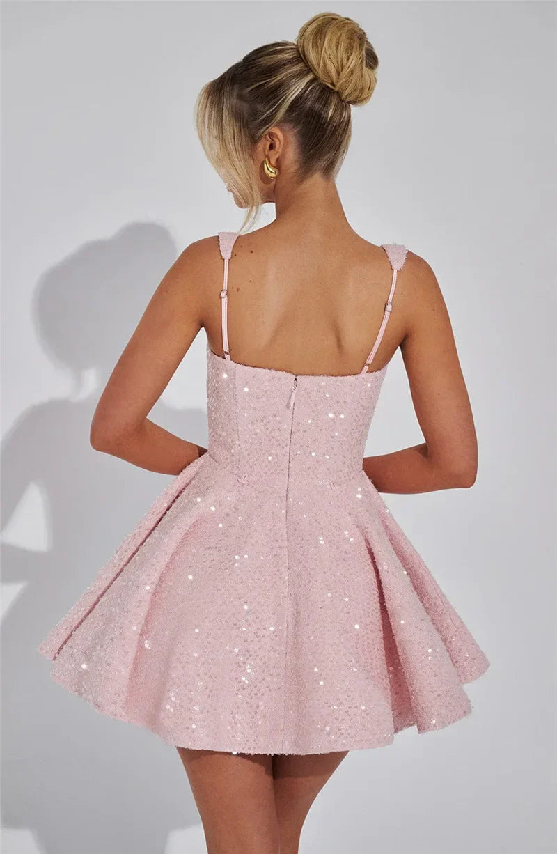 Novaria | Pailletten Schleife A-Linie Mini Kleid