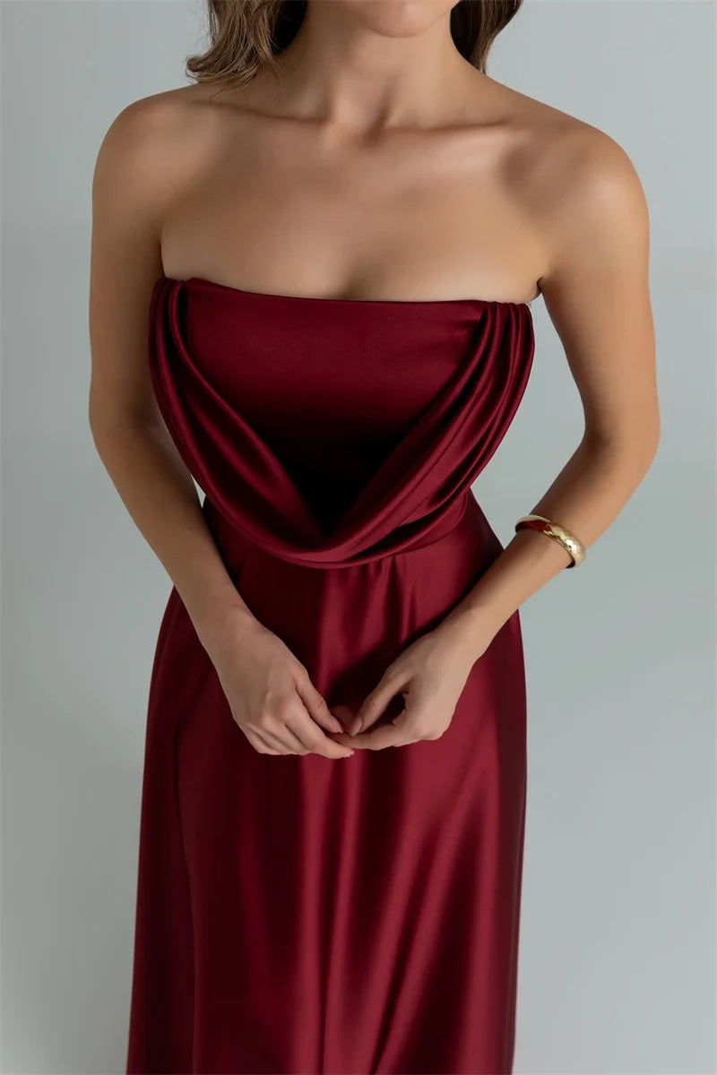 ZARIAH | Satin trägerloses MAXI-KLEID