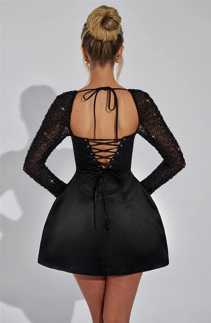 LUMORA | GLITTER SLEEVE MINI DRESS