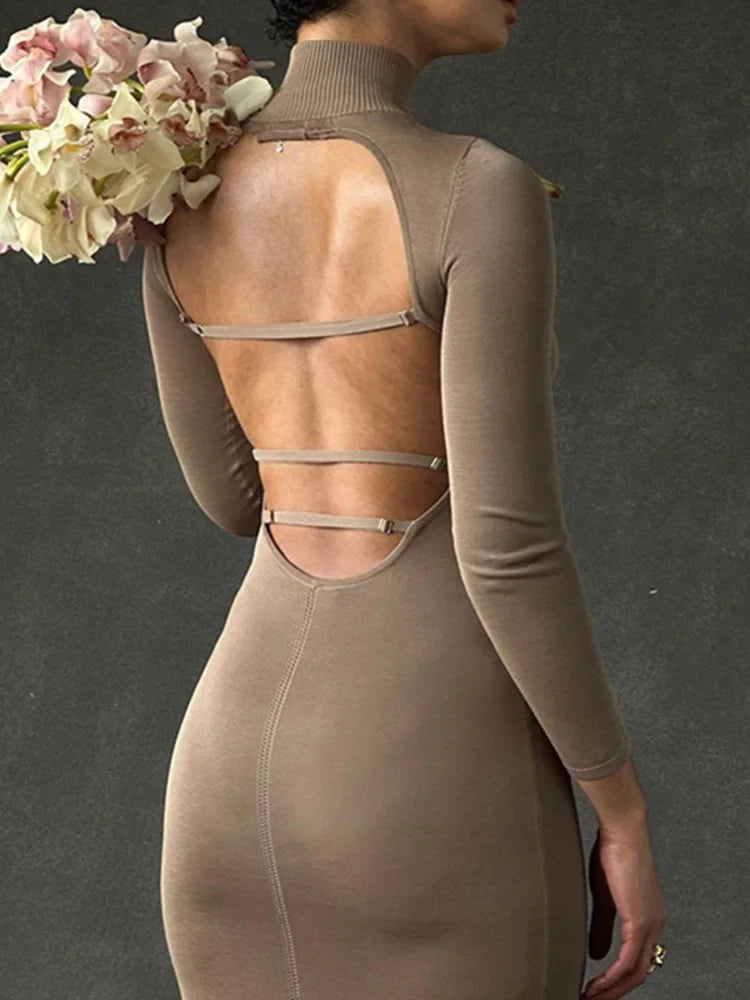 Novira | Schickes Rollkragen Midi Kleid