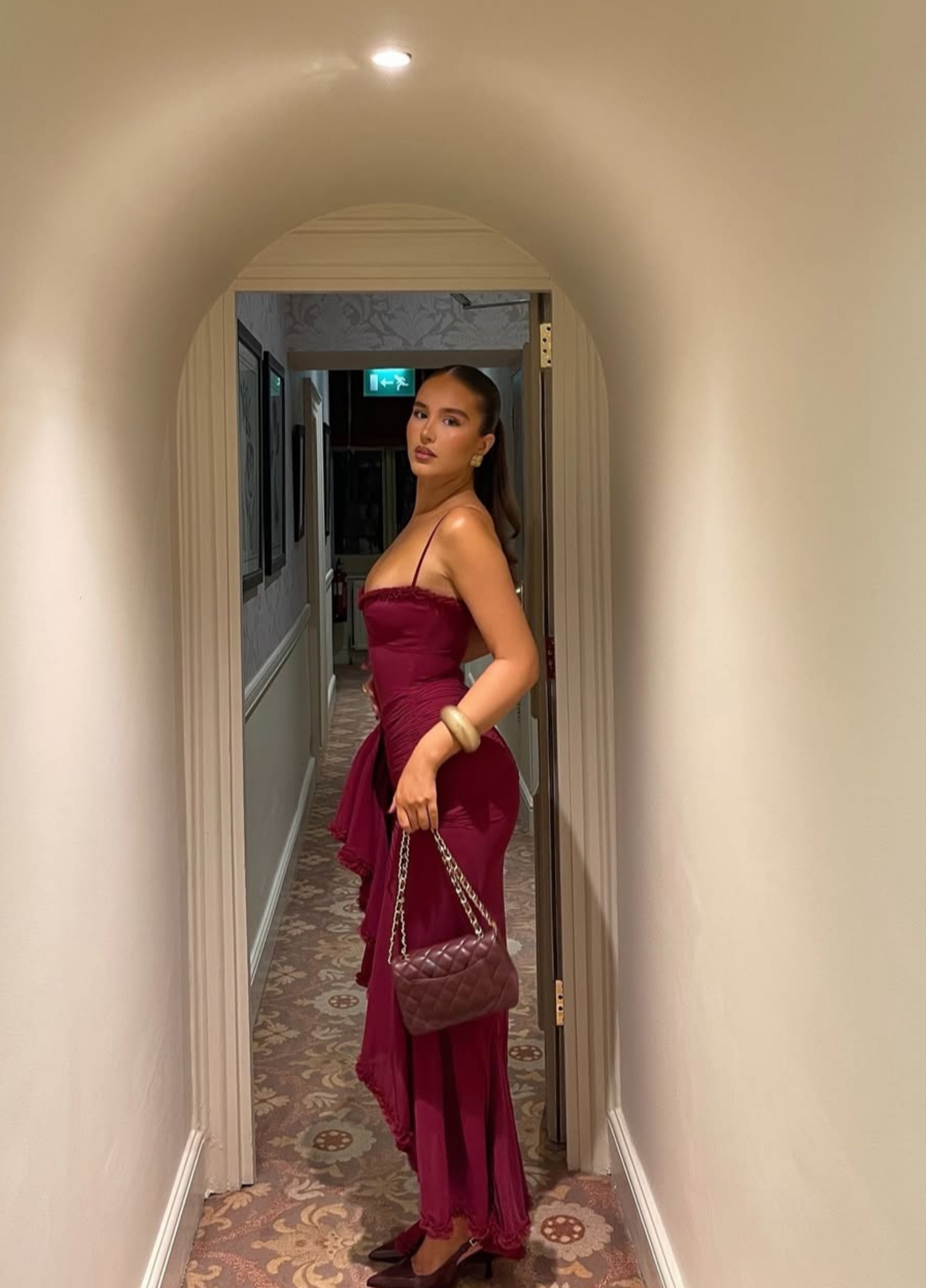 ANESSA | RUCHED RUFFLE MAXI DRESS