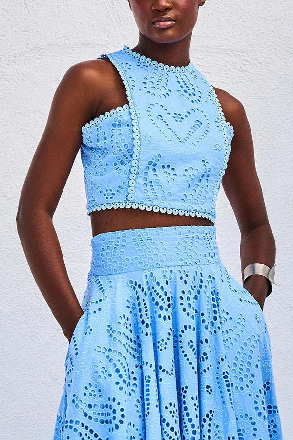 Eliana Zweiteiliges Set – Sommerlook mit Maxi-Rock & Stickerei