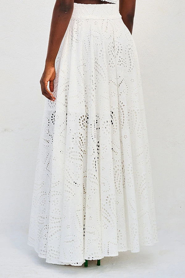 Eliana Zweiteiliges Set – Sommerlook mit Maxi-Rock & Stickerei
