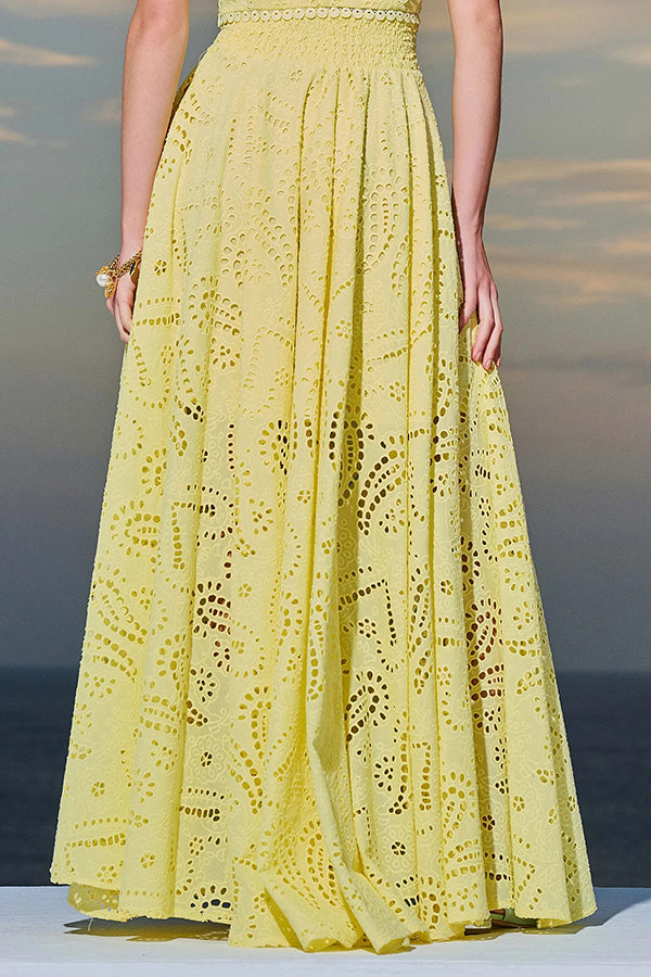 Eliana Zweiteiliges Set – Sommerlook mit Maxi-Rock & Stickerei