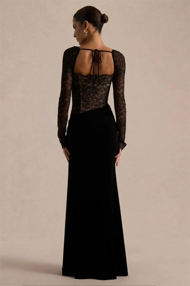 Valencia Spitzenvelours Maxikleid