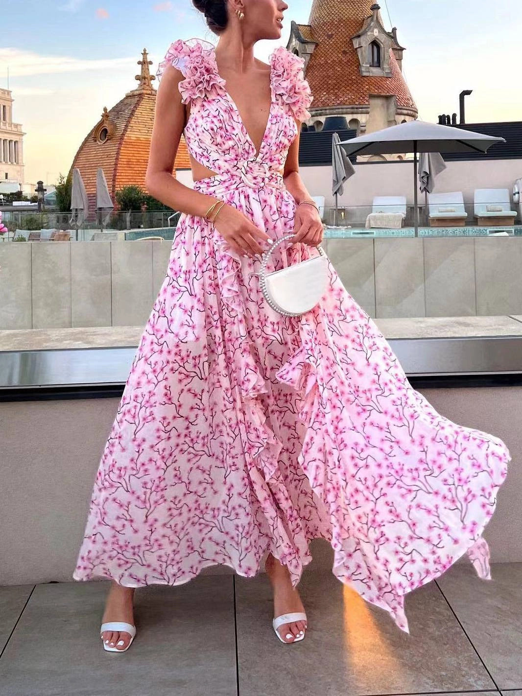 Rosalie Bloom Cutout Maxi-Kleid