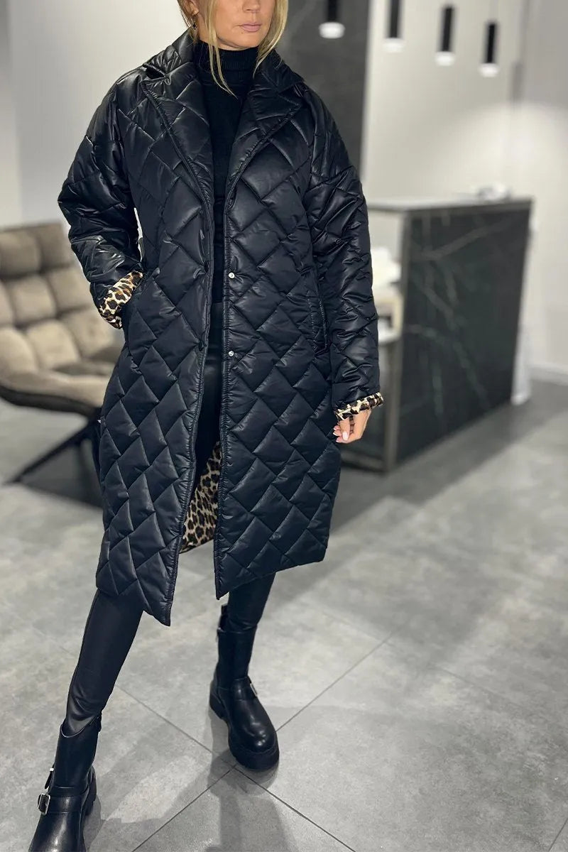 Loréna | Gepolsterter Leopard-Futter Mantel