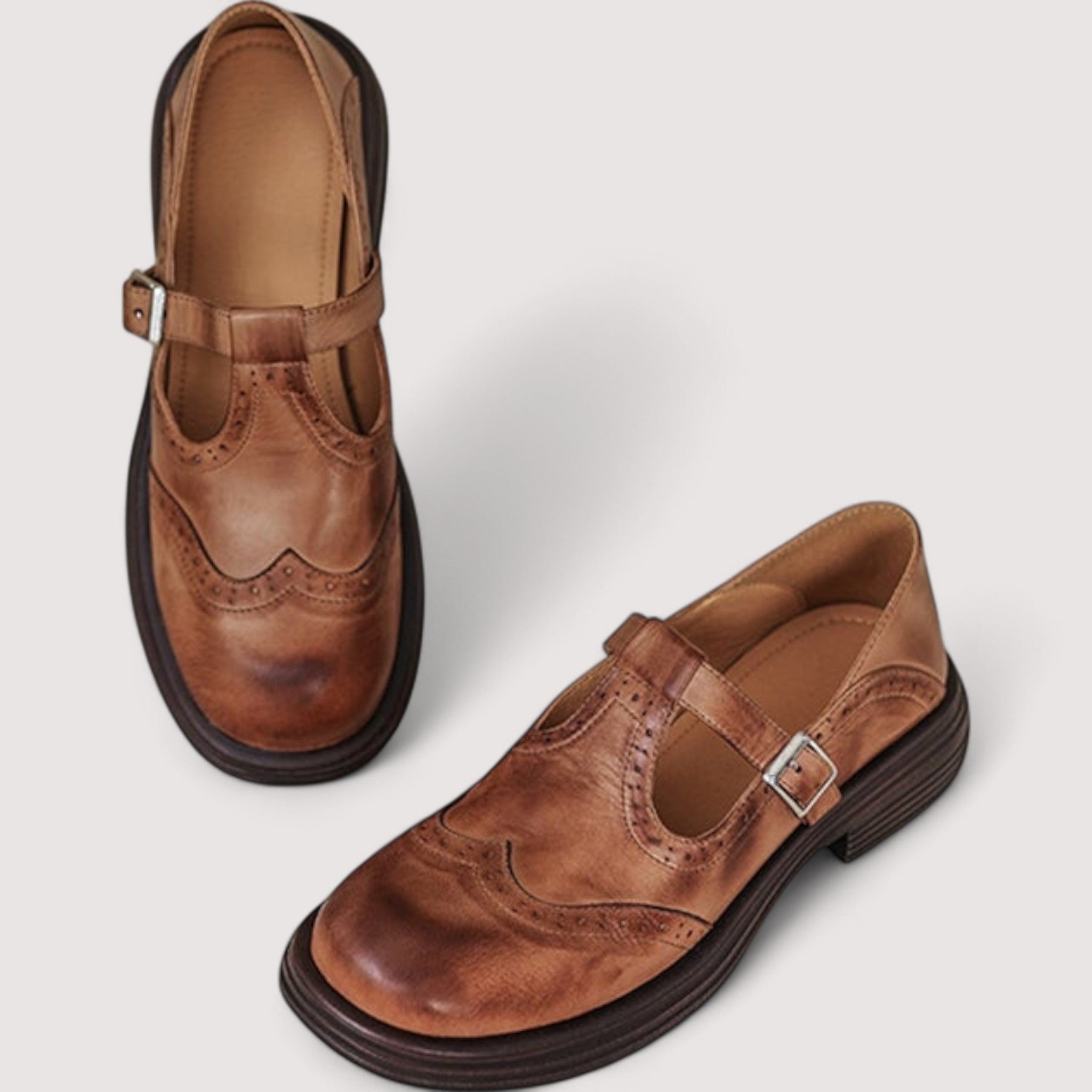 Elara | Vintage Leder Mary Jane Ballerinas