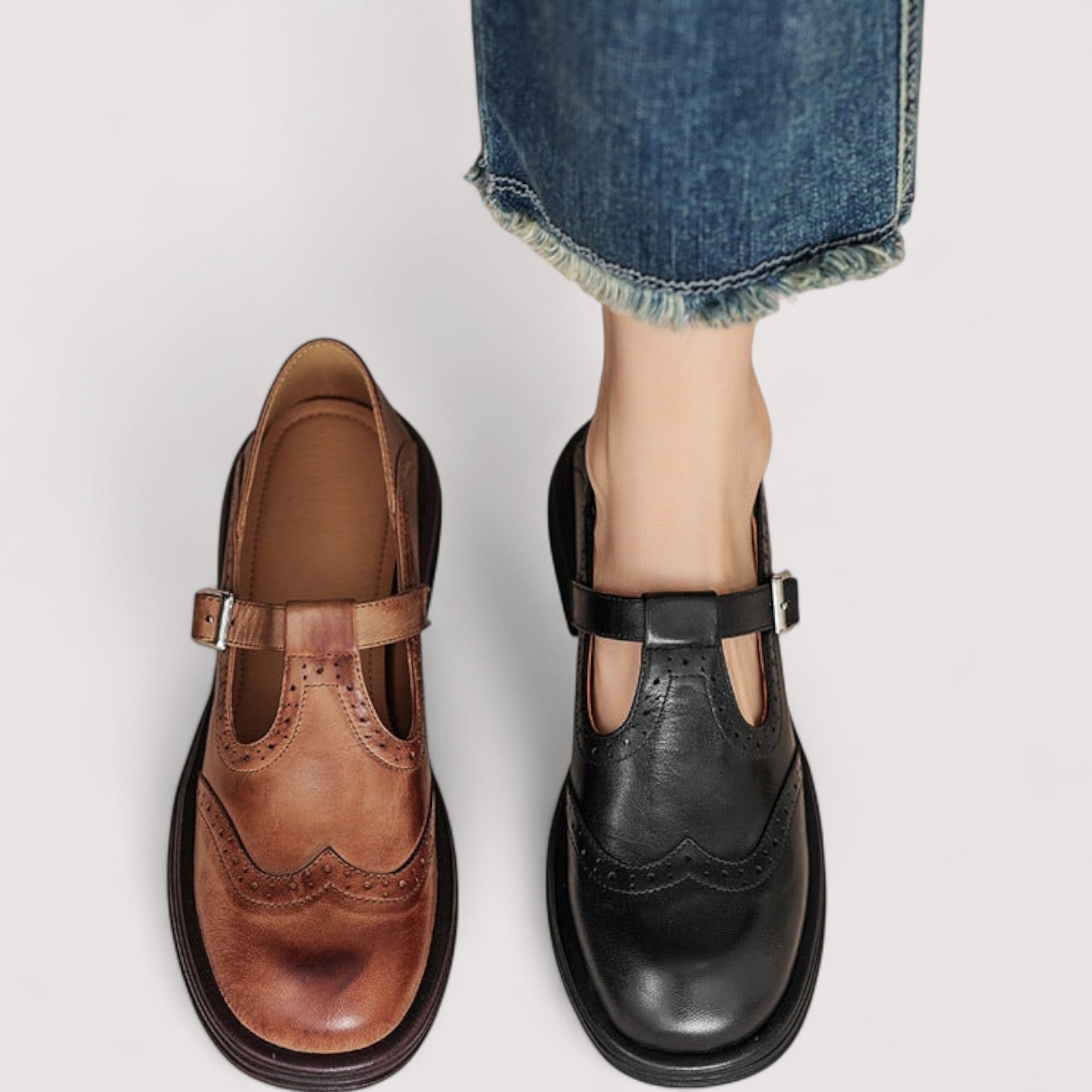 Elara | Vintage Leder Mary Jane Ballerinas
