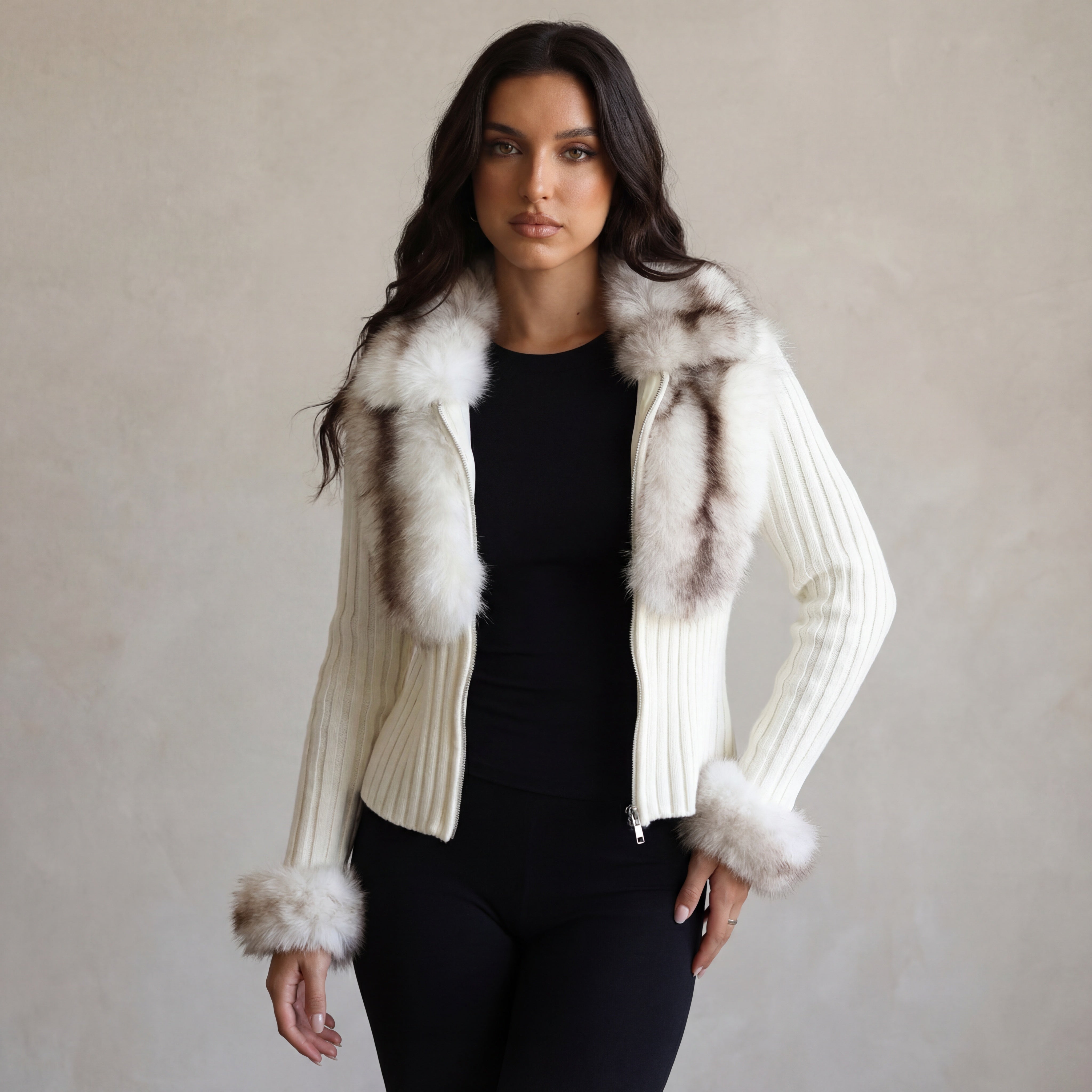 Valénne | Luxe Faux Fur Knit Cardigan