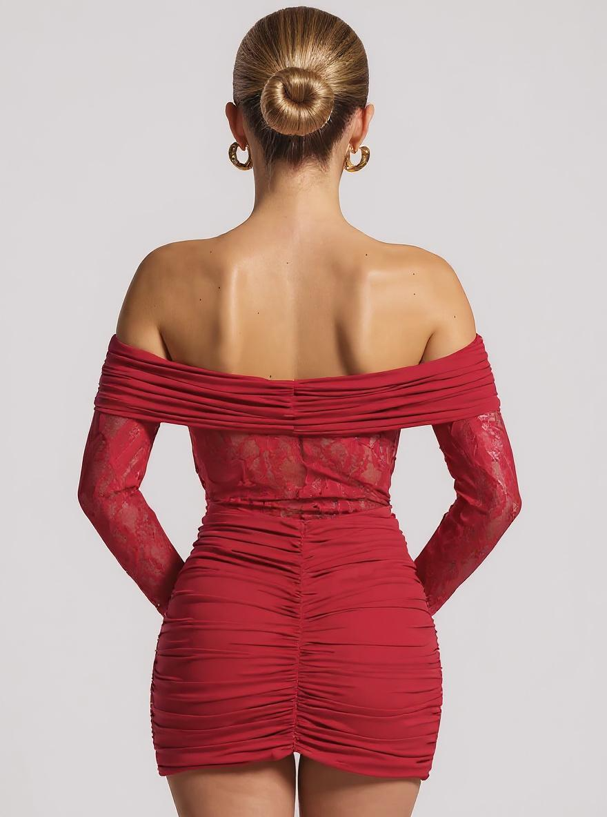 Ophelia | Spitze Rüschendes Mini-Kleid
