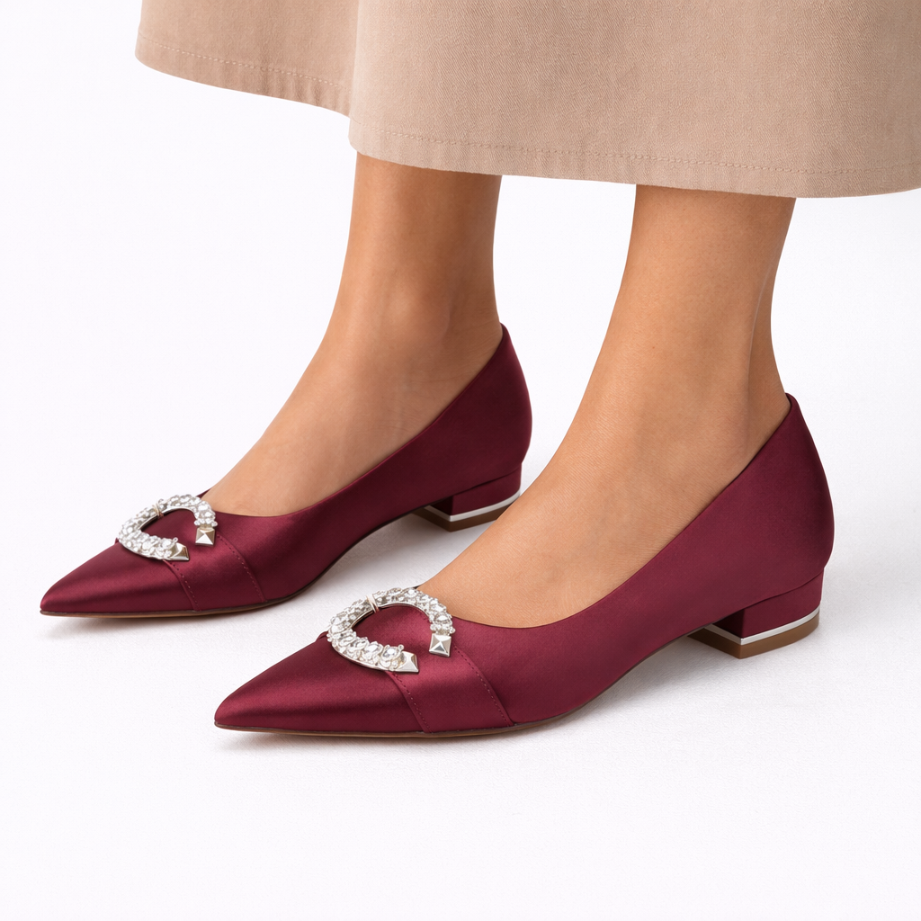 Damen Satin-Hochzeitsflats