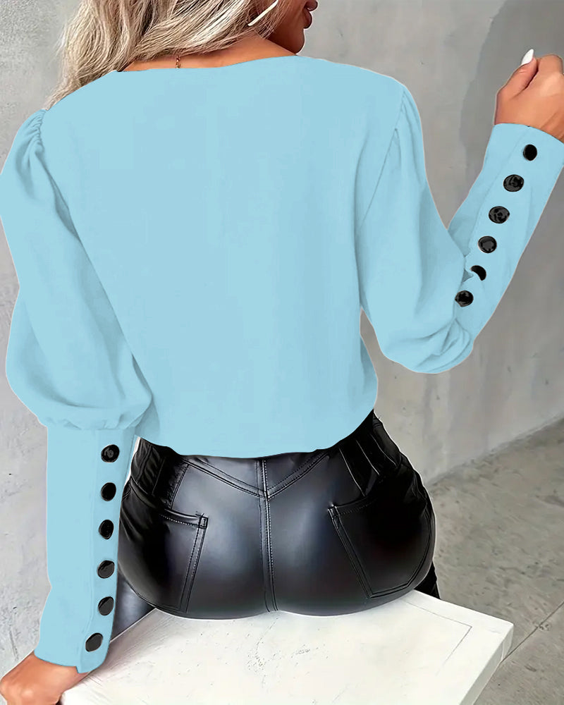 Vera Kontrast V-Ausschnitt Bluse