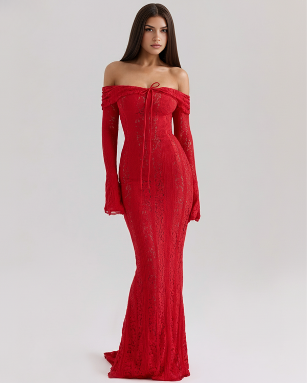 ELARIS – Off-Shoulder Spitzen MAXI-KLEID