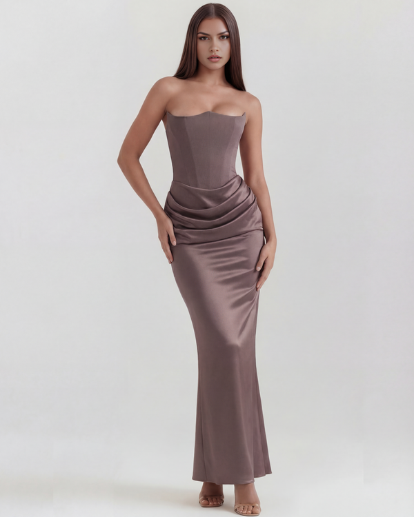LYRA – Sculpted trägerloses Korsett MAXI-KLEID