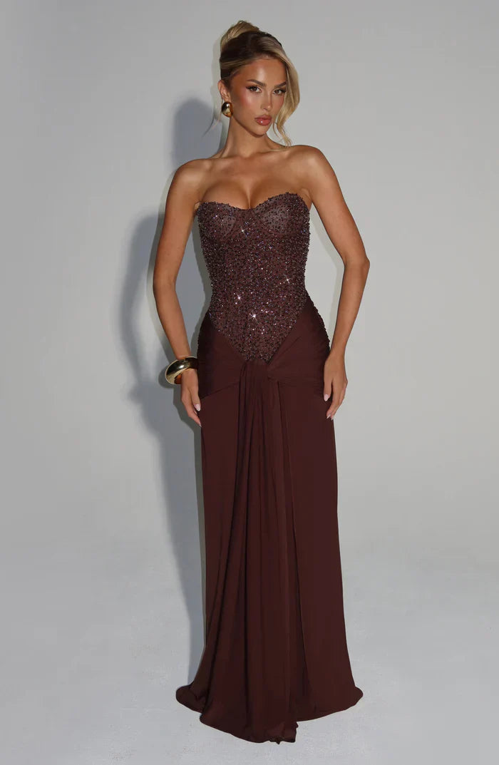 Melisaria | Sequin Corset Maxi Dress