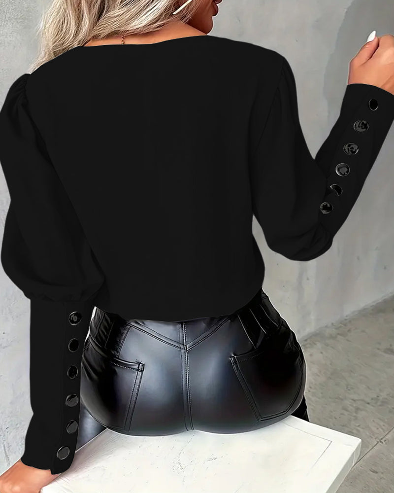 Vera Kontrast V-Ausschnitt Bluse