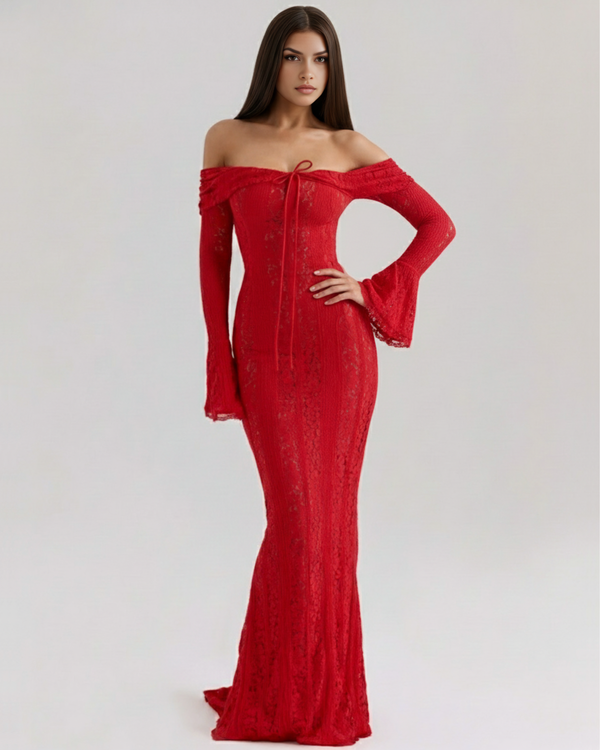 ELARIS – Off-Shoulder Spitzen MAXI-KLEID