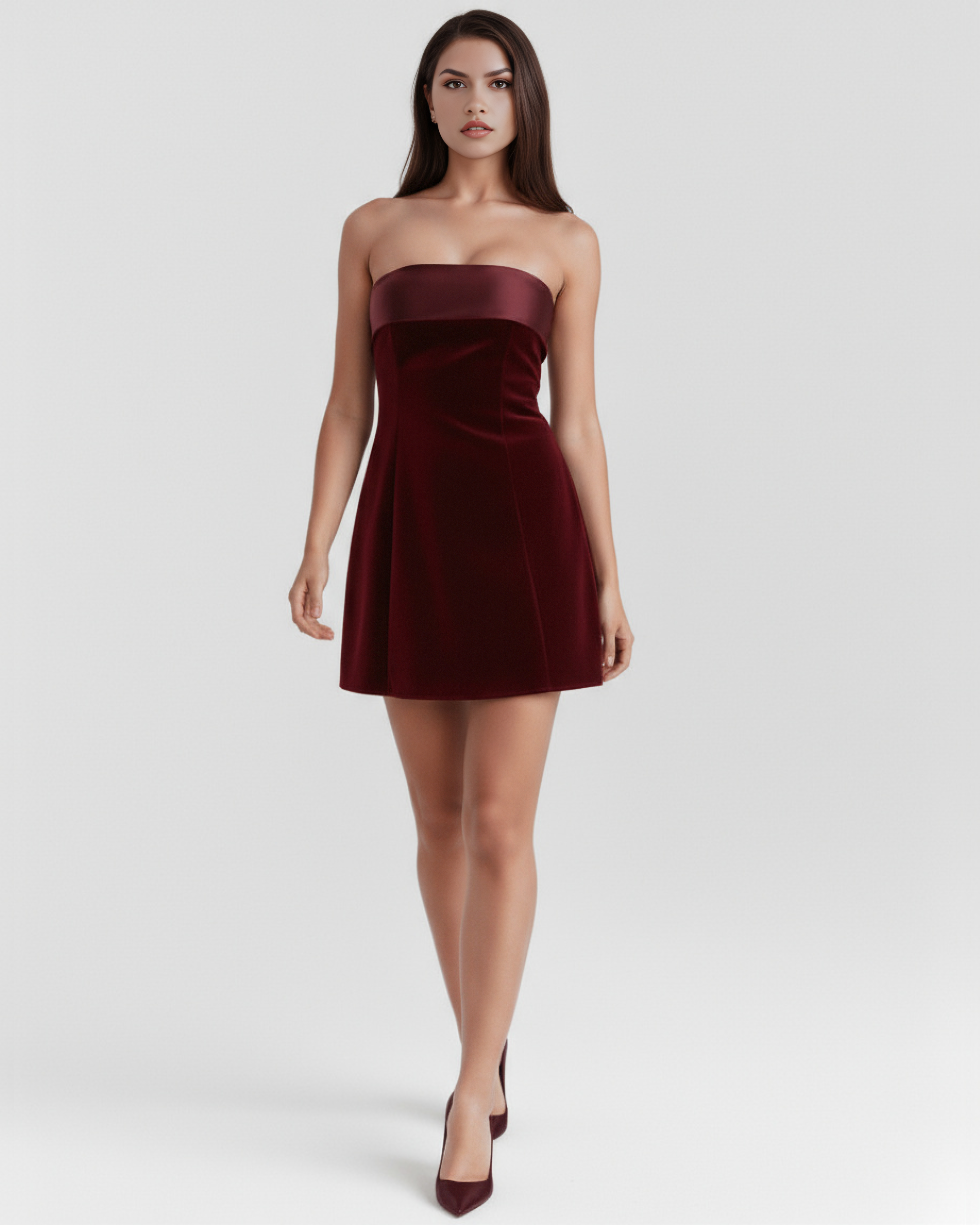 VALERA – BANDEAU MINI DRESS WITH FOLD DETAIL