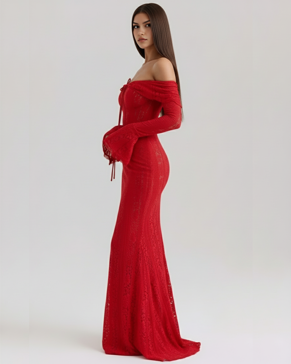ELARIS – Off-Shoulder Spitzen MAXI-KLEID