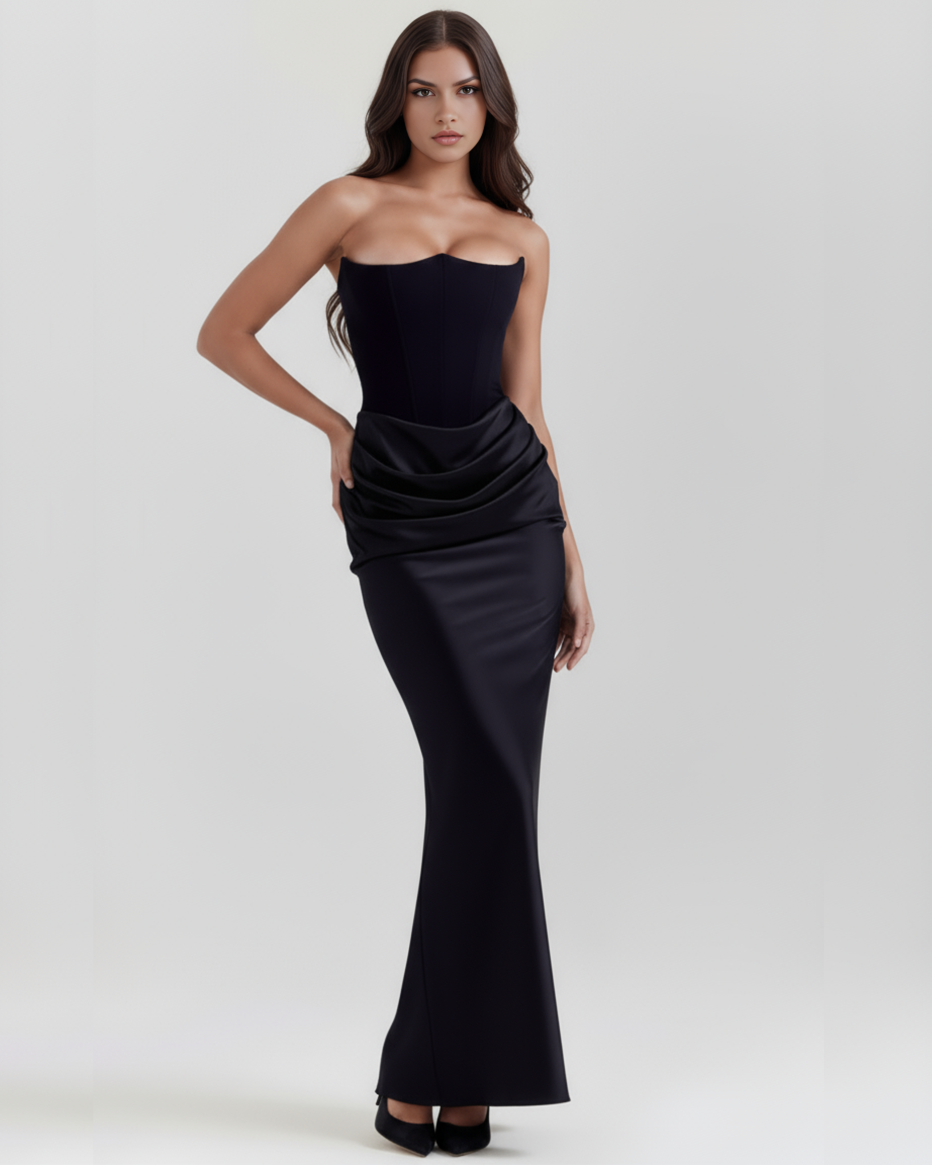 LYRA – Sculpted trägerloses Korsett MAXI-KLEID