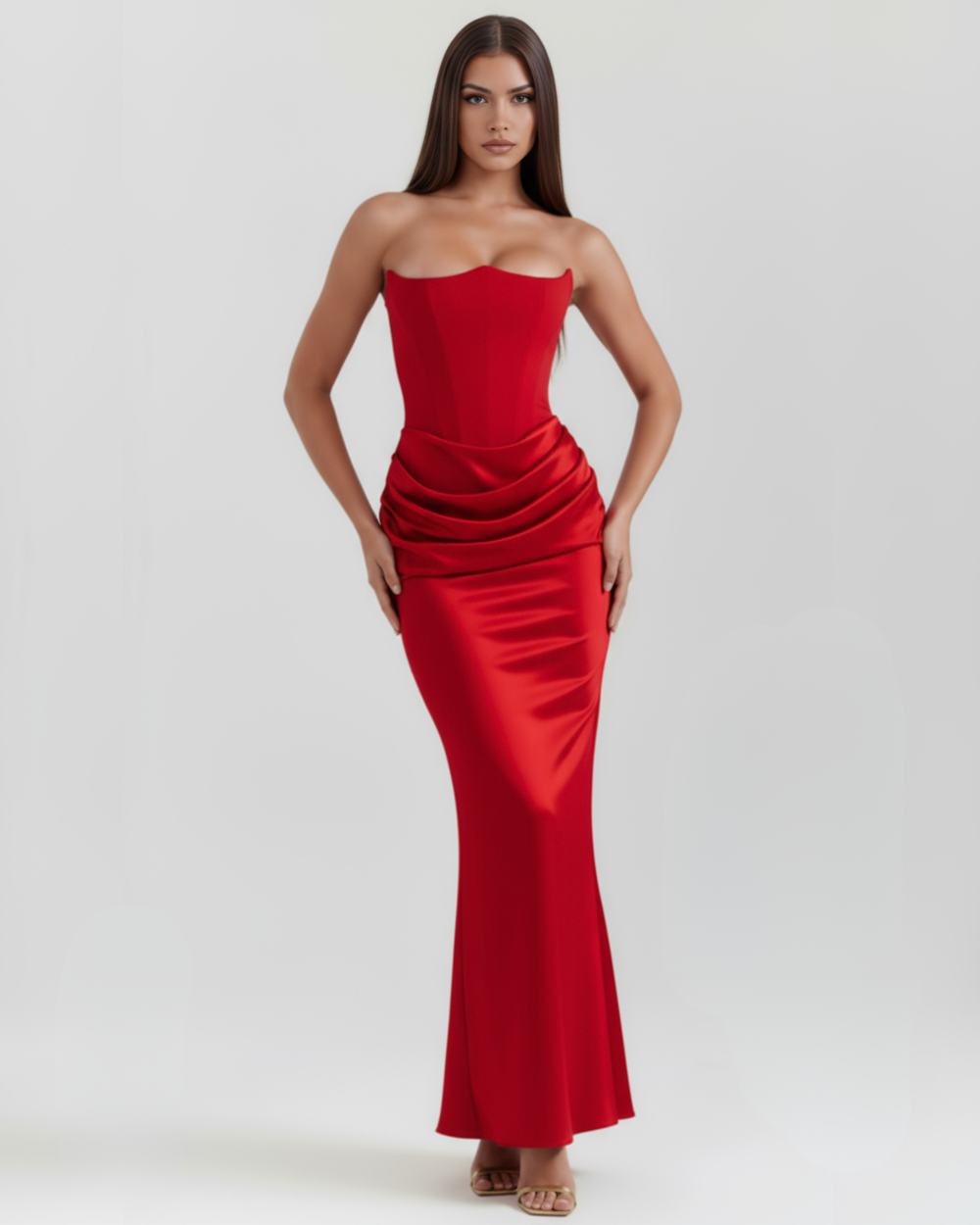 LYRA – Sculpted trägerloses Korsett MAXI-KLEID