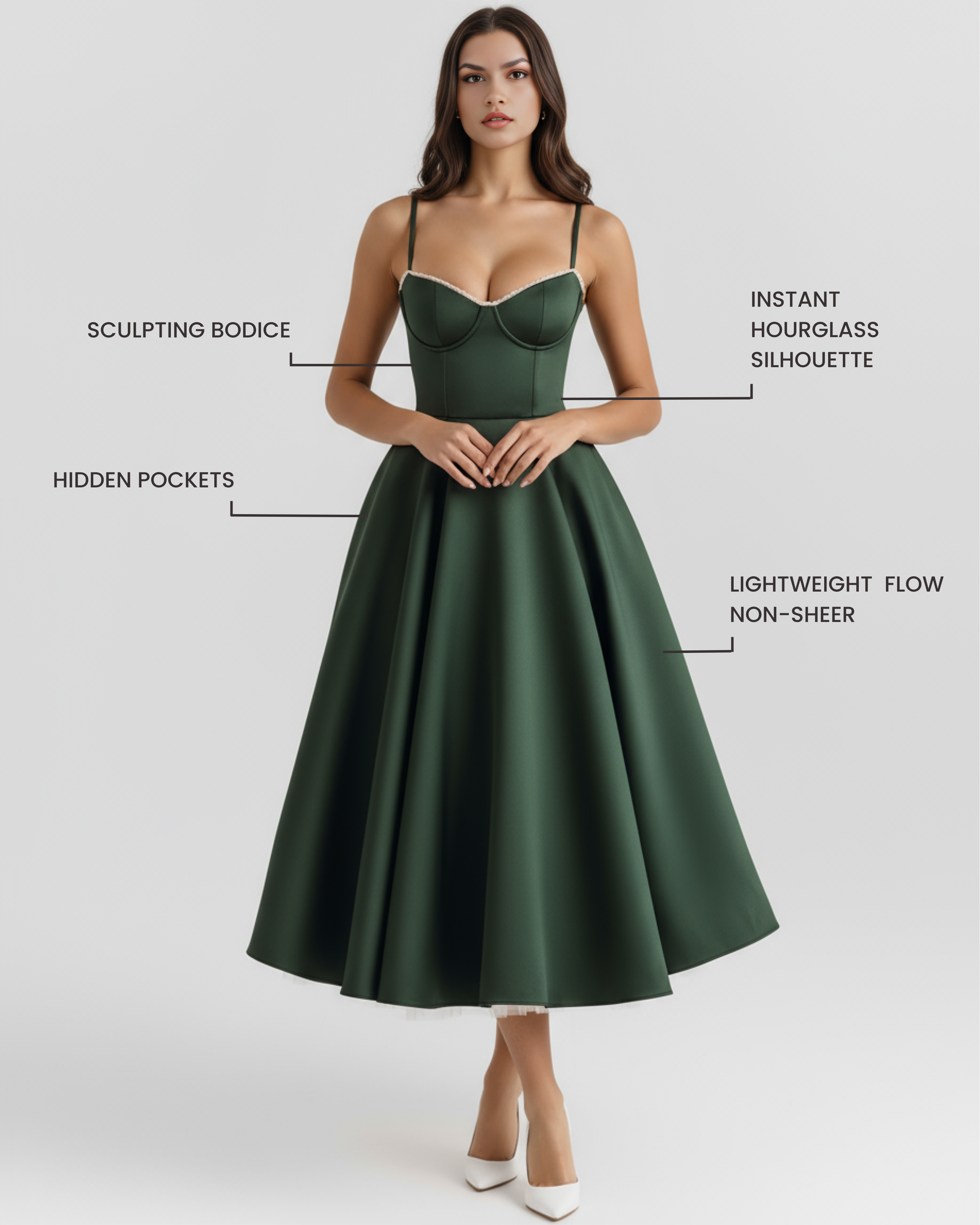 SELARA – SCULPTED BODICE MIDI DRESS