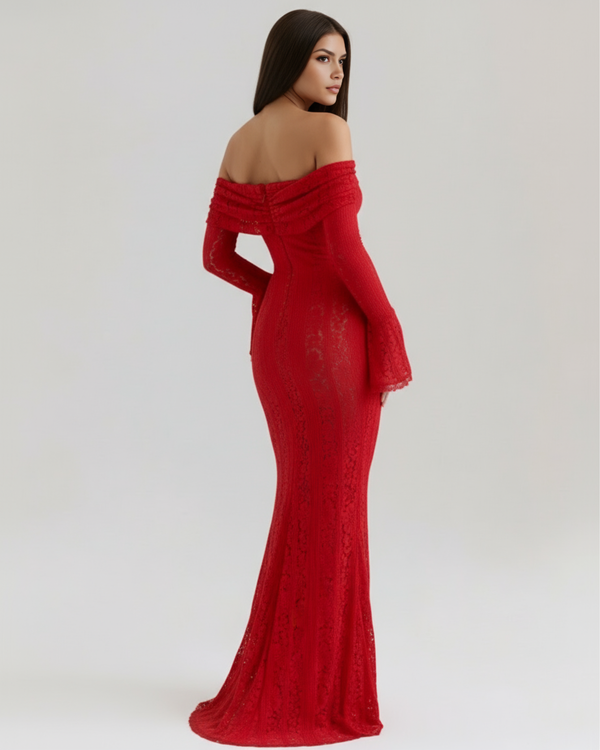 ELARIS – Off-Shoulder Spitzen MAXI-KLEID