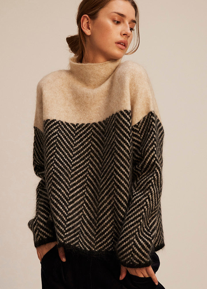 Amelisse | Chevron-Turtleneck-Strickpullover