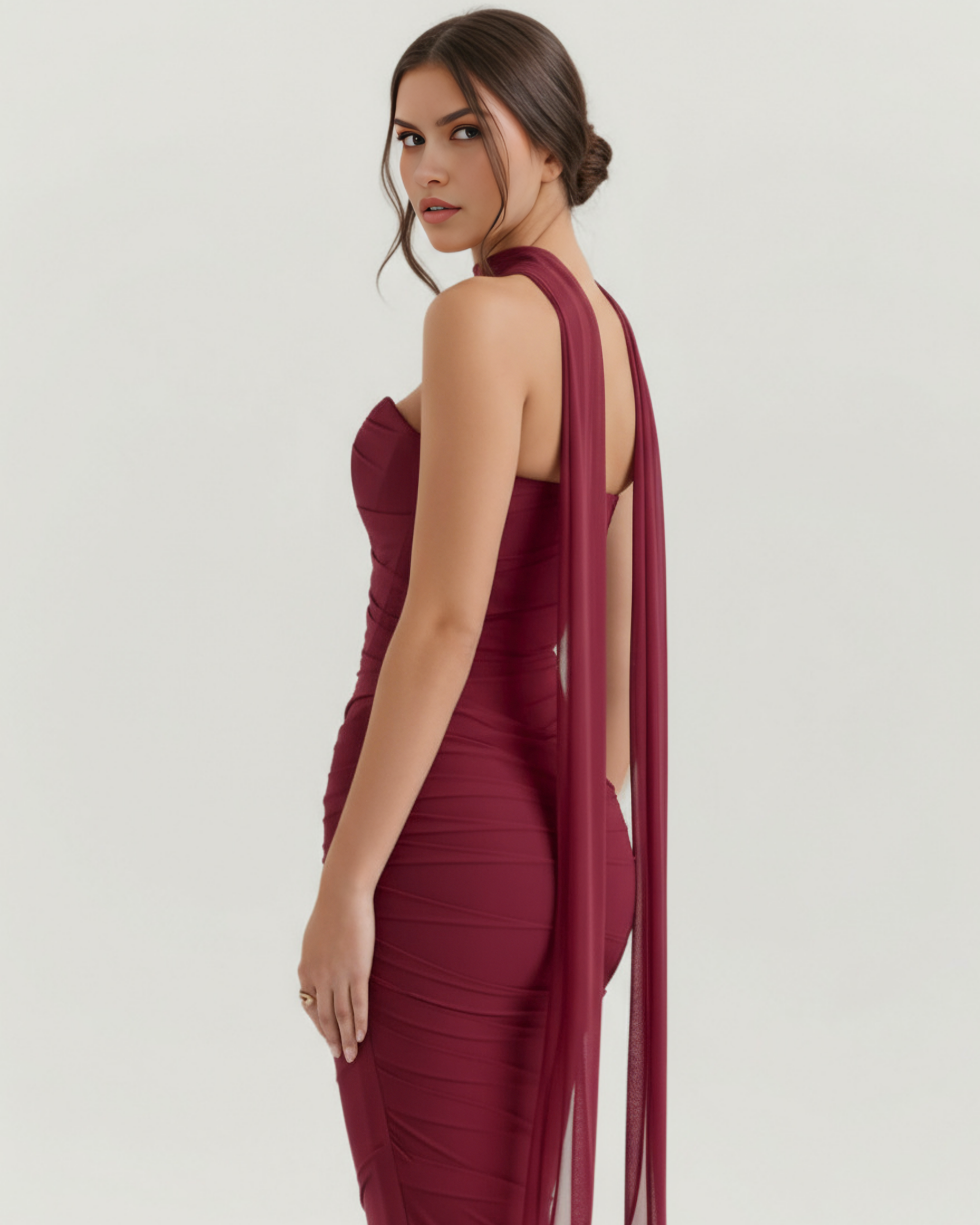 MALARA – Sculpted Korsett MAXI-KLEID mit Nackendetail