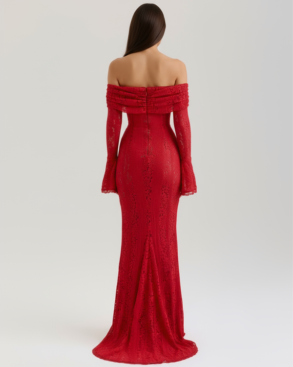ELARIS – Off-Shoulder Spitzen MAXI-KLEID