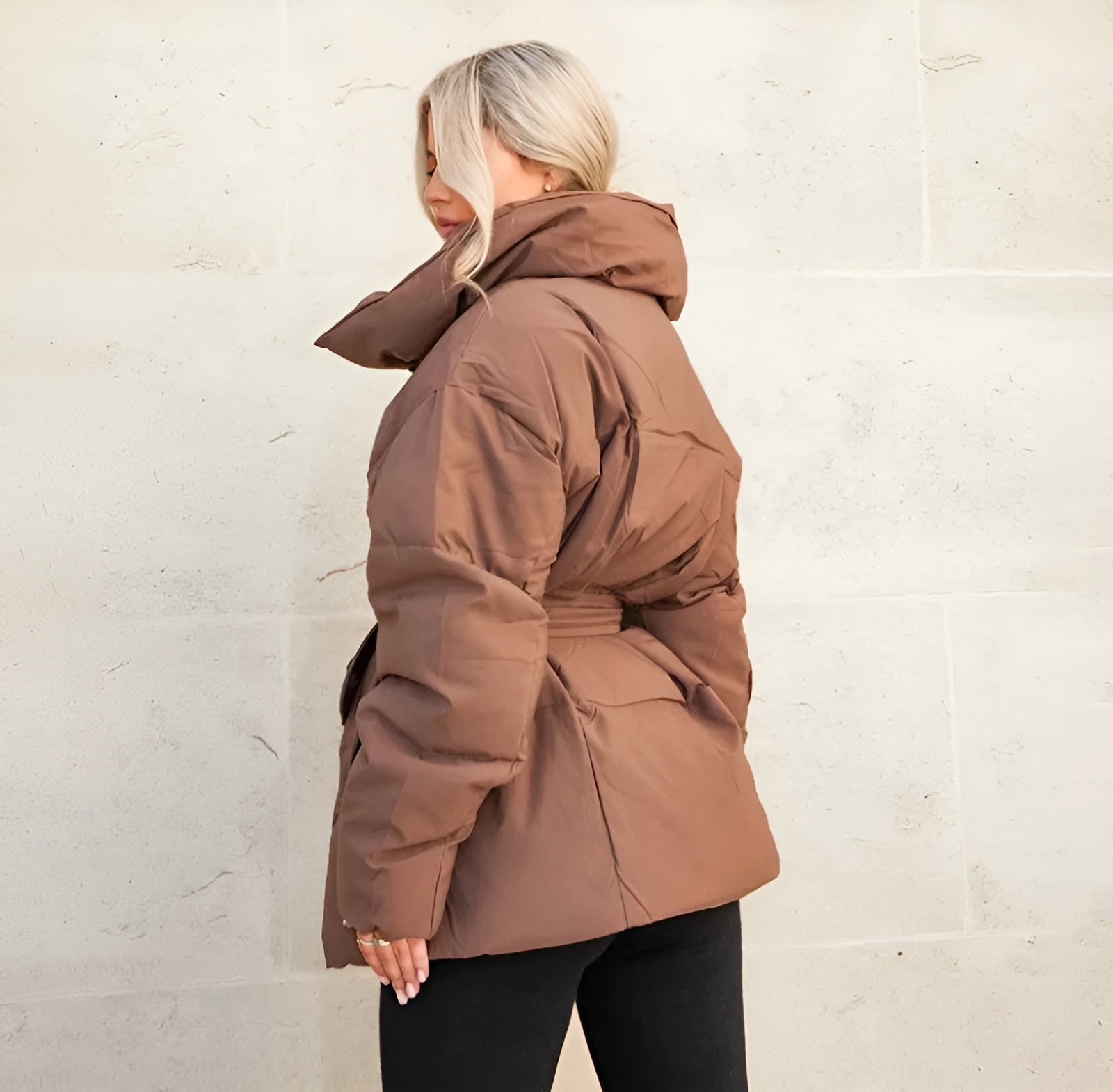 Montelle | Belted Zipper Puffer Jacket