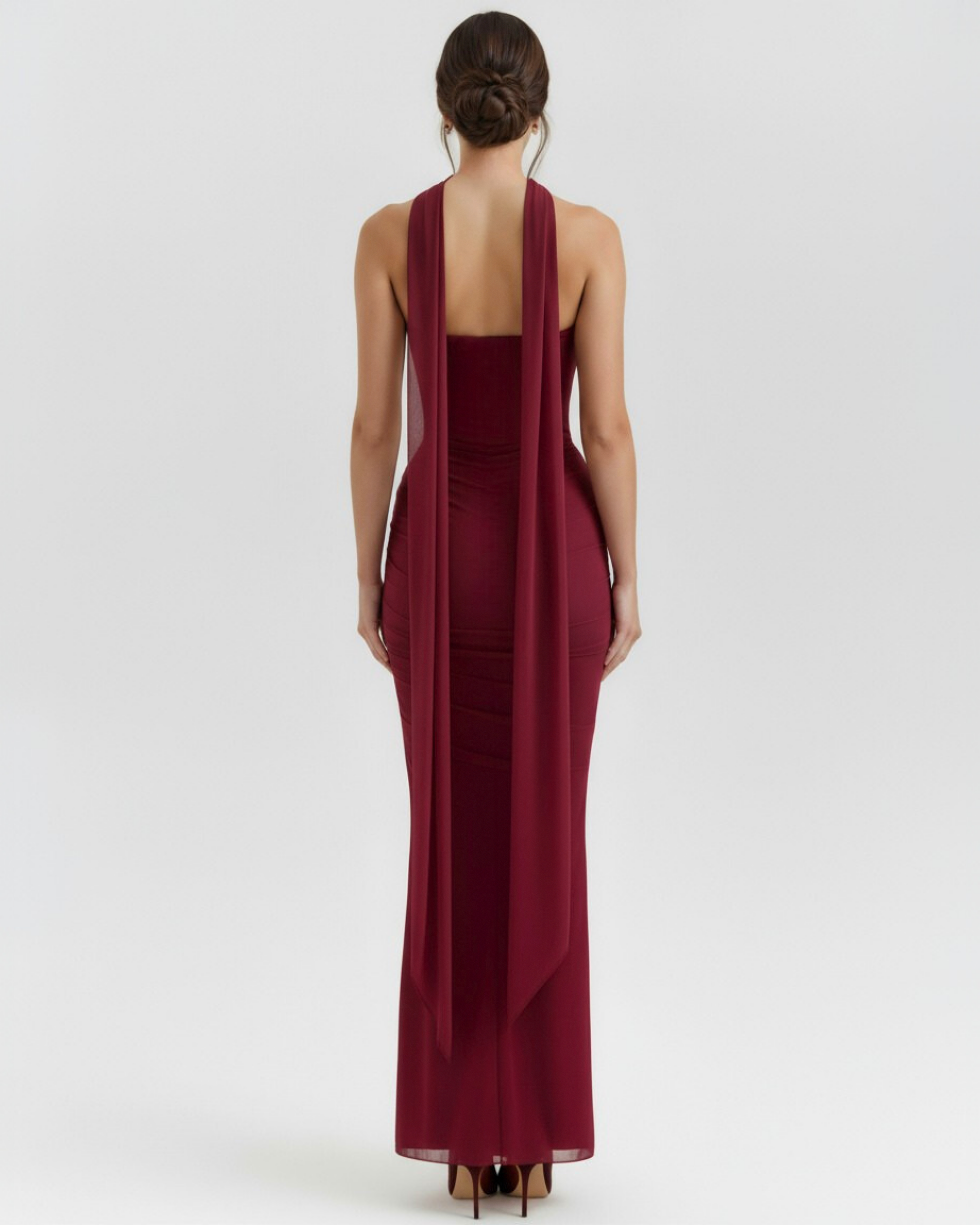 MALARA – Sculpted Korsett MAXI-KLEID mit Nackendetail