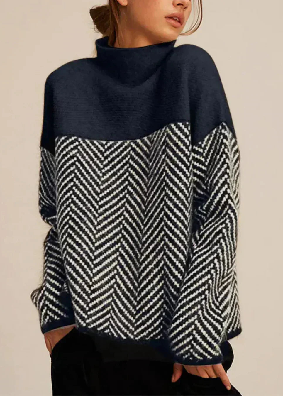 Amelisse | Chevron-Turtleneck-Strickpullover