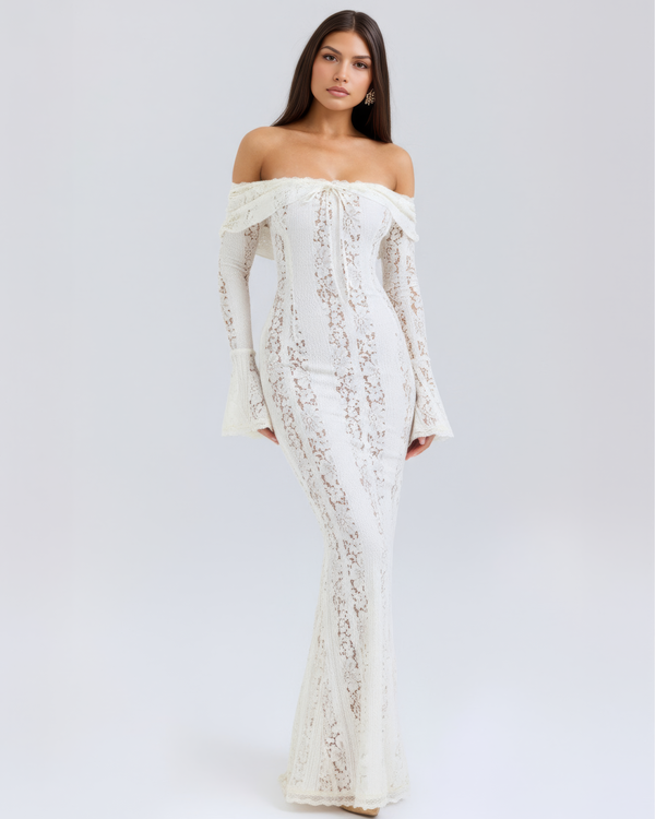 ELARIS – Off-Shoulder Spitzen MAXI-KLEID