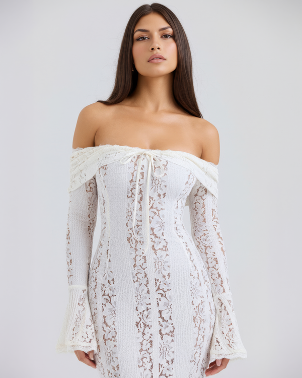 ELARIS – Off-Shoulder Spitzen MAXI-KLEID