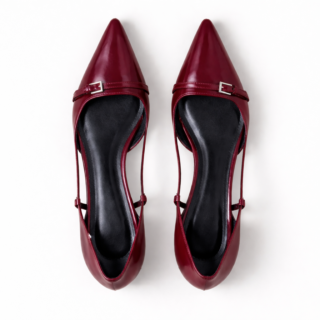 Damen Lack-Slingback-Absätze — Elegante Spitz zulaufend
